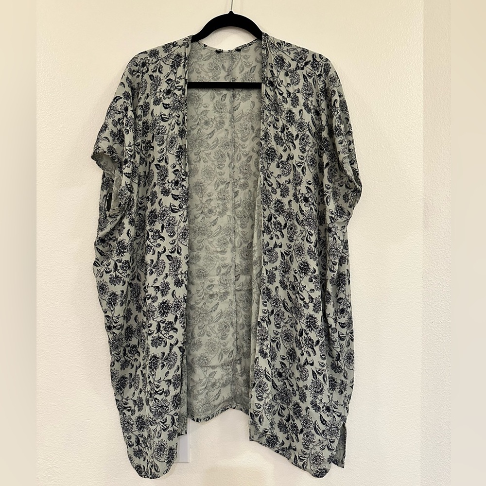 Pale Green Floral Swim Cover Up - Small